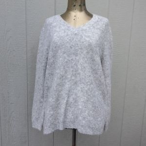 Sonoma Life+Style V-neck Fuzzy Gray Sweater